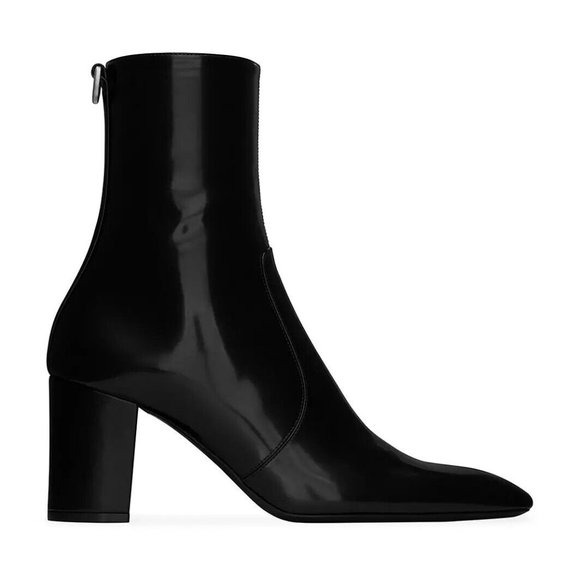 New! Saint Laurent Betty Booties Black Patent Leather 38.5 8.5 US DD376 - Picture 1 of 8